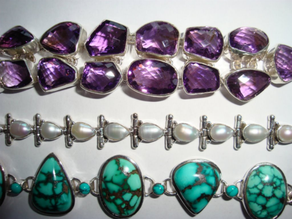silver jewellery with semi-precious stones