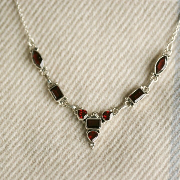 Luxurious Garnet Silver Necklace - Claire Hartley Silver Jewellery
